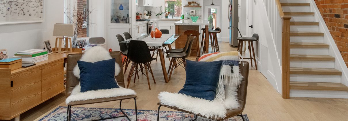 Roncesvalles Toronto Full Home Renovation - Living Room Open Concept