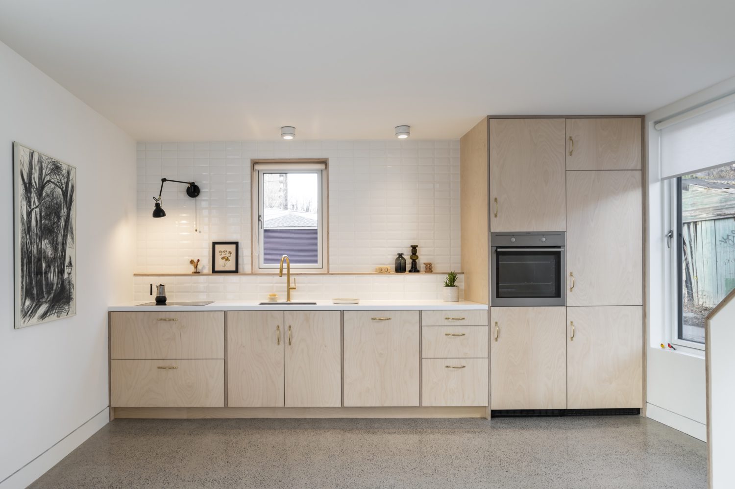Parkdale, Toronto laneway house modern kitchen renovation with white countertops