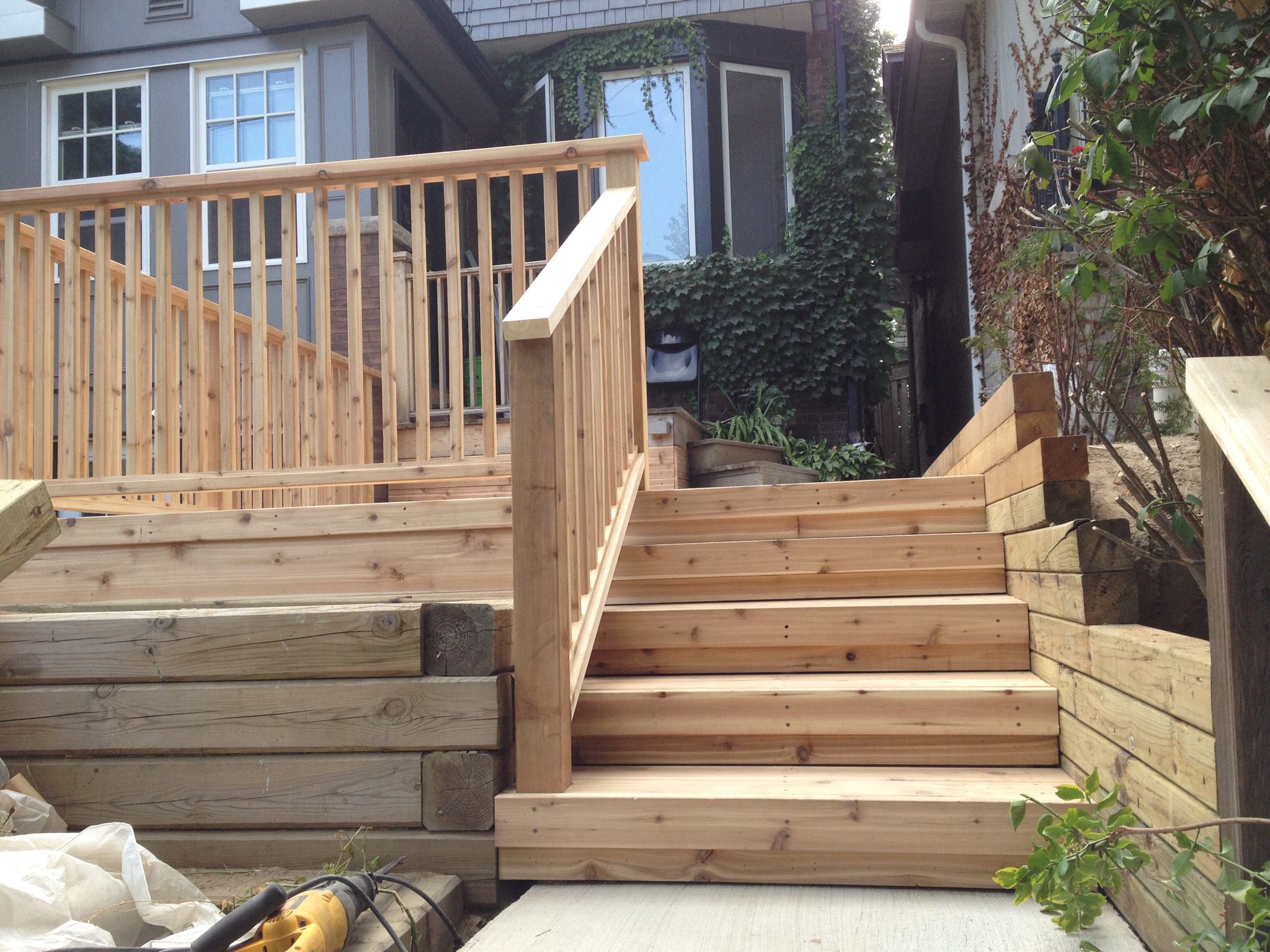 cedar back deck and stairs